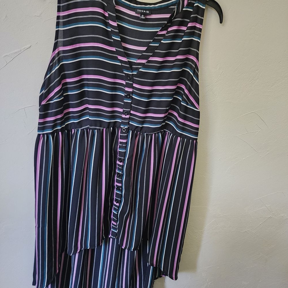 Torrid Multicolor Striped V-Neck Top
